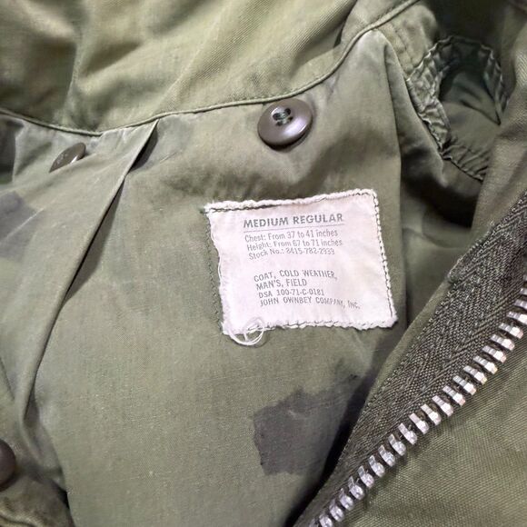 Vtg US Army M-65 Field Jacket Medium Regular OG-107 Vietnam Era Unauthenticated - Picture 11 of 16